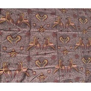 Indonesian Batik Fabric Bird Floral Cotton Maroon Yellow Guaranteed Dutch Java